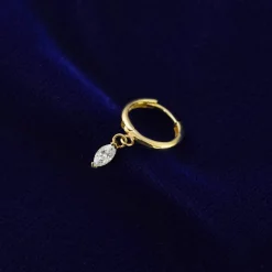 Marquise Lab Diamond Dangle Hoop