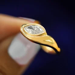 Marquise Lab Diamond Melted Ring