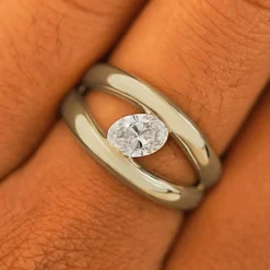 Oval Lab Diamond Tension Ring