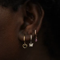 Pear Pink Sapphire Dangle Hoop