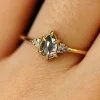 Pear Salt and Pepper Diamond Cluster Ring
