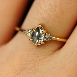 Pear Salt and Pepper Diamond Cluster Ring