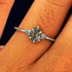 Pear Salt and Pepper Diamond Cluster Ring