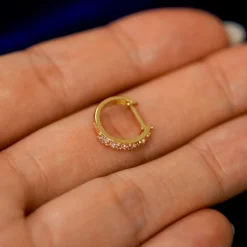 Pink Lab Diamond Huggie Hoop