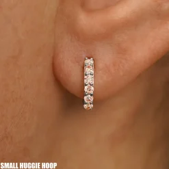 Pink Lab Diamond Huggie Hoop