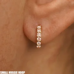 Pink Lab Diamond Huggie Hoop