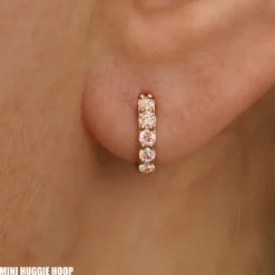 Pink Lab Diamond Huggie Hoop