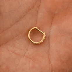 Pink Lab Diamond Huggie Hoop