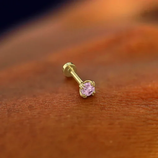 Pink Sapphire Flatback Piercing