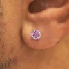 Pink Sapphire Pressure Lock Earring