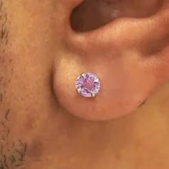 Pink Sapphire Pressure Lock Earring