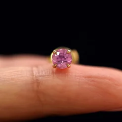 Pink Sapphire Pressure Lock Earring