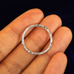 Platinum Curvy Hammered Band