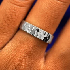 Platinum Industrial Hammered Band