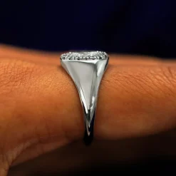 Platinum Oval Diamond Signet Ring