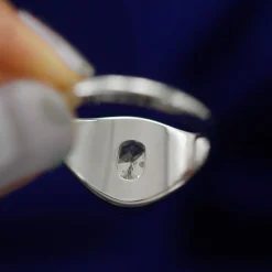 Platinum Oval Diamond Signet Ring