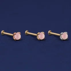 Rose Quartz Flatback Piercing