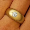 Round Lab Diamond Puffy Signet Ring