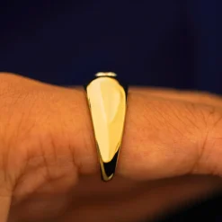 Round Lab Diamond Puffy Signet Ring