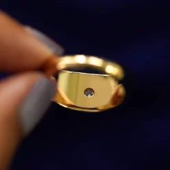 Round Lab Diamond Puffy Signet Ring