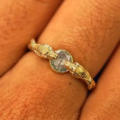 Salt and Pepper Diamond Guardian Snakes Ring