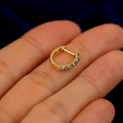 Salt and Pepper Diamond Huggie Hoop