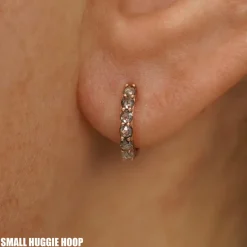 Salt and Pepper Diamond Huggie Hoop