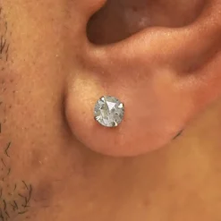 Salt and Pepper Diamond Pressure Lock Earring