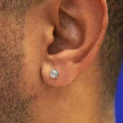 Salt and Pepper Diamond Pressure Lock Earring