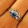 Sapphire and Diamond Cluster Ring with Band