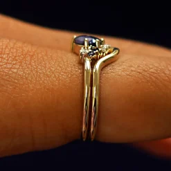 Sapphire and Diamond Cluster Ring with Band