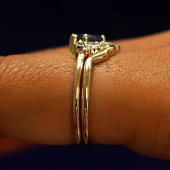 Sapphire and Diamond Cluster Ring with Band