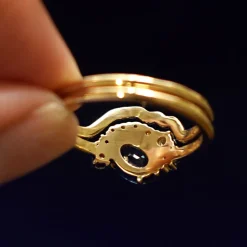 Sapphire and Diamond Cluster Ring with Band