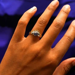Sapphire and Diamond Cluster Ring with Band