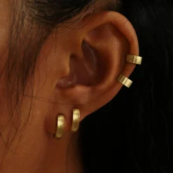 Stardust Small Wide Huggie Hoops