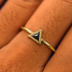 Trillion Black Diamond Ring