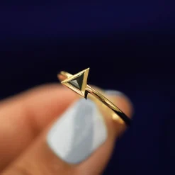 Trillion Black Diamond Ring