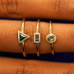 Trillion Black Diamond Ring
