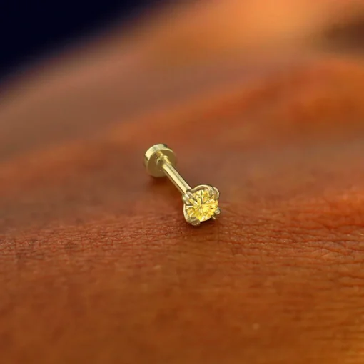 Yellow Diamond Flatback Piercing